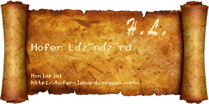 Hofer Lénárd névjegykártya